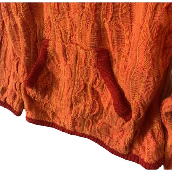 Vintage Neon Orange Knit 100% Acrylic Hooded Sweater 4T - Picture 5 of 6